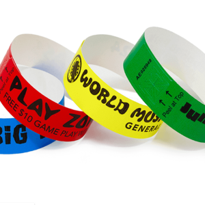 Pulseras de papel Tyvek con impresión en negro - Pack de 100 u.