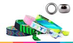 Pulseras de tela bordada con cierre de metal reutilizable o de un solo uso - Pack de 300 u.